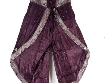 2XL. Tulip Palazzo Pants in Silk Brocade; Split open leg harem trouser SKU:796-7985
