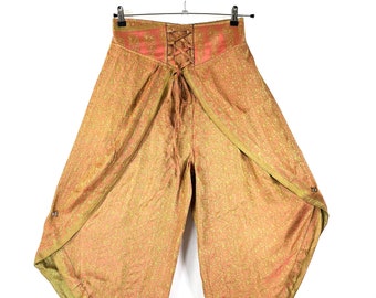 M/L. Tulip Palazzo Pants in Silk Brocade; Split open leg harem trouser SKU:799-7960
