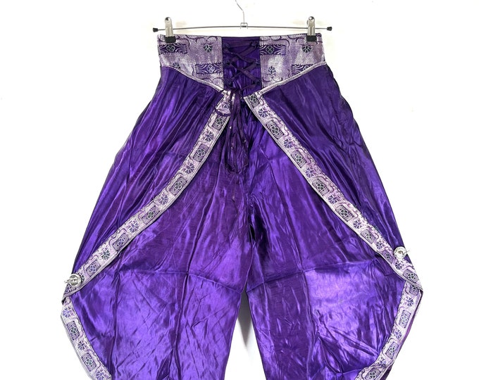 M/L. Tulip Palazzo Pants in Silk Brocade; Split open leg harem trouser SKU:799-7967