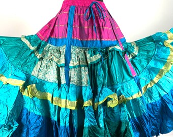 Yasmin 25 yard Gypsy Silk Skirt. One Size. Bellydance, Tribal Fusion, Flamenco SKU:740-5638