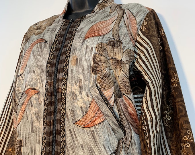 S/M Jude Silk Bomber Jacket with fleece lining in Copper & Bronze. UK size 6 to 10