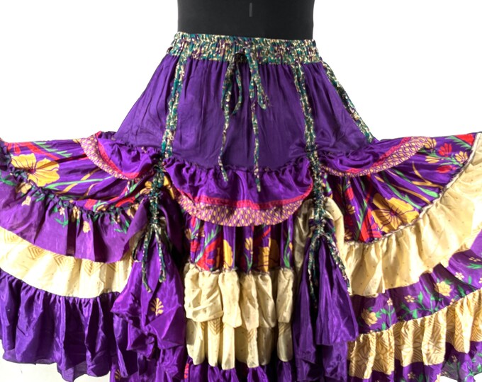 Peasant Skirt; Jazmyn 25 yard skirt in Summer Silk, Maxi One Size; Bellydance Skirt Flamenco comfortable, a skirt for summer SKU:738-7104