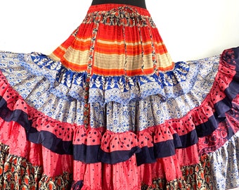 Yasmin 25 yard Gypsy Silk Skirt One Size Bellydance Skirt Flamenco rouched & comfortable, a skirt for winter SKU:740-5641