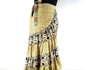 Kezia Gypsy Silk Patchwork Wrap Skirt / Dress in One Size SKU:930-7392