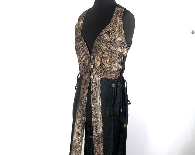 L. Goddess Dress in Silk Brocade Priestess Ceremony Temple Dress. Renaissance, Wiccan, Cosplay Larp. SKU: 3102-5285
