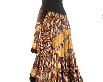 Layla Bohemian Hi Low Velvet Edged Silk Skirt. One Size. Fits up to 40" (102cm) SKU:733-5621