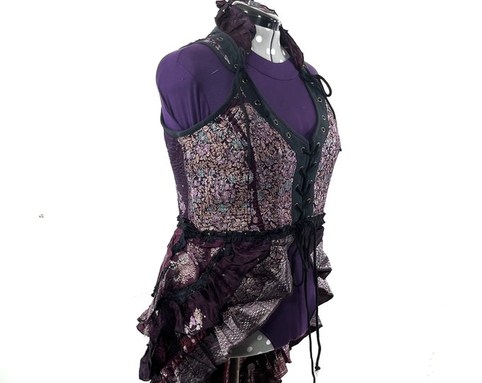 4XL. Varuna Corset Bustier Dress in Silk Brocade with long body. SKU:2002-7476