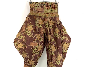 Festival Pants Silk M-L; Palazzo Pants Zip Pocket Trousers, Gypsy Pants High Crotch Harem Pants SKU:801-5087