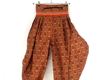 Festival Pants Silk S/M; Palazzo Pants Zip Pocket Trousers, Gypsy Pants High Crotch Harem Pants SKU:800-