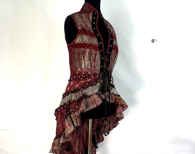 L. Isabella Corset  Dress, Steampunk Silk Brocade,  SKU:2001-2824