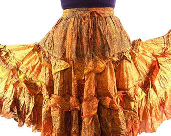 XL Yasmin 25 Yard Skirt - Gypsy Winter Silk - One Size Plus - Boho Maxi SKU:739-7081
