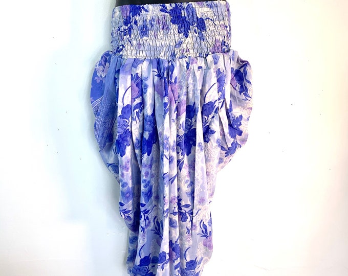 Caroline Waterfall Silk Harem Pants; One size, Elasticated waist Comfy yoga Eco Trousers