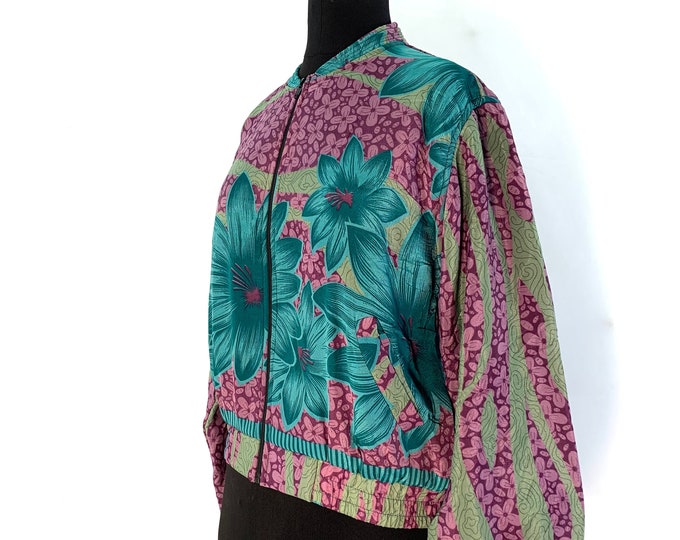 Jude Silk Bomber Jacket with a light fleece cosy lining. One size.  Disco, Dance, Rave, Bike, Pub, Club, Park, Walk,