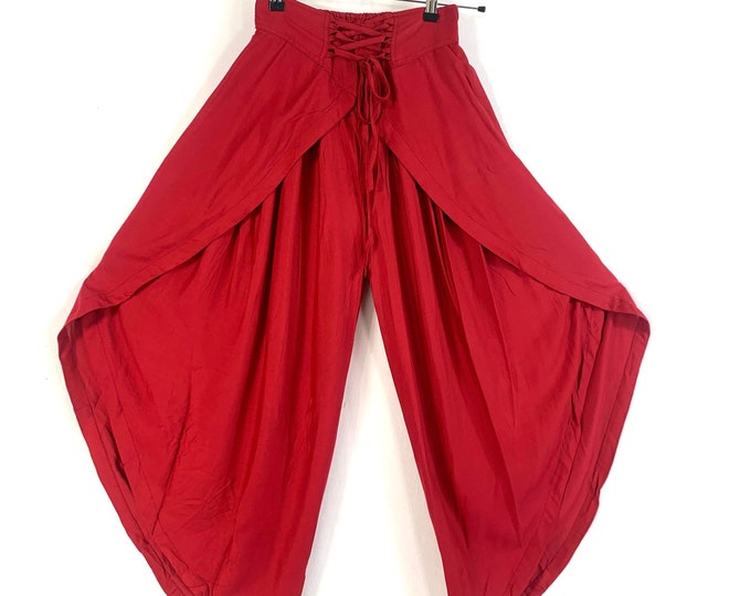 Red Tulip Palazzo Pants; Rayon Split open leg harem trouser