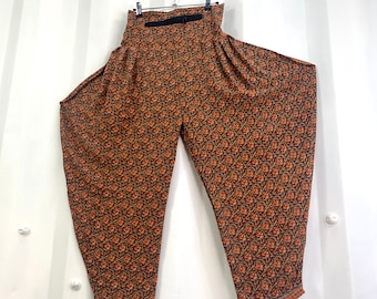 Festival Pants Silk S/M; Palazzo Pants Zip Pocket Trousers, Gypsy Pants High Crotch Harem Pants SKU:800-