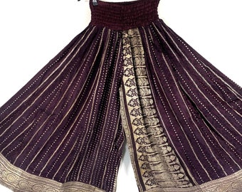 2XL Amy Culottes - Silk Brocade - Wide Leg Palazzo Pants (Slight Blemish / Tarnish) (SKU:812-6686)