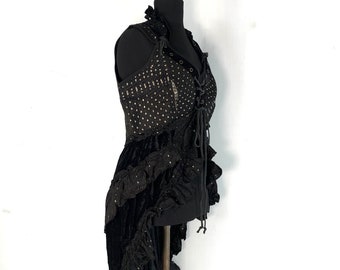 3XL. Cosmo Silk Velvet Corset Dress. Steampunk Style, Flamenco, Tribal, Pagan, Fantasy, Goth, Bustle, Tutu XXXL SKU:2003-4466