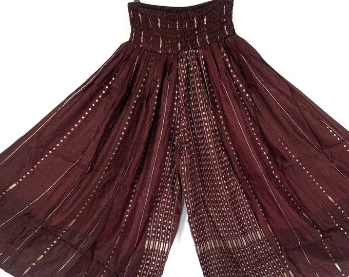 Amy Plus Plus Size Culottes in Silk brocade 2XL trousers Elasticated Waist, great for a fuller figure. (Wide Leg Palazzo Pants) SKU:812-6682