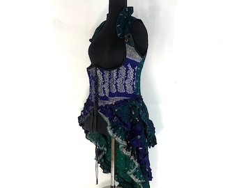 3XL Elisa Underbust Corset Dress in Silk Brocade. Long body bustier (Steampunk Dress) SKU:2004-4353