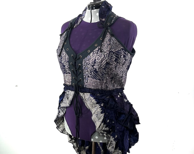 4XL. Varuna Corset Bustier Dress in Silk Brocade with long body. SKU:2002-7480
