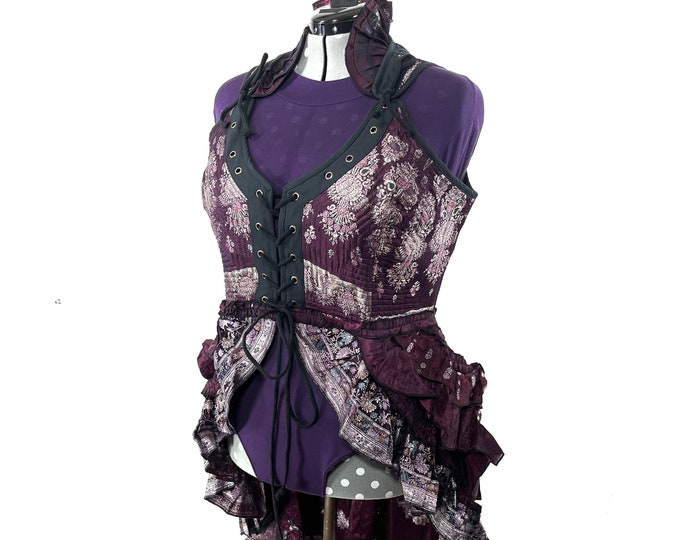4XL. Varuna Corset Bustier Dress in Silk Brocade with long body. SKU:2002-7477