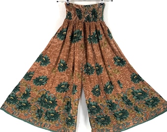 Eloise Culottes in Summer Silk, One size trousers Elasticated Waist Palazzo Pants (SKU:830-6644)