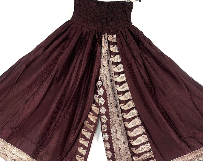 Amy Plus Plus Size Culottes in Silk brocade 2XL trousers Elasticated Waist, great for a fuller figure. (Wide Leg Palazzo Pants) SKU:812-6680