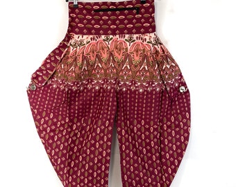 Cotton Festival Pants with Zip Pocket, Adult Palazzo Trousers, Gypsy harem Pants, High Crotch, Afghan