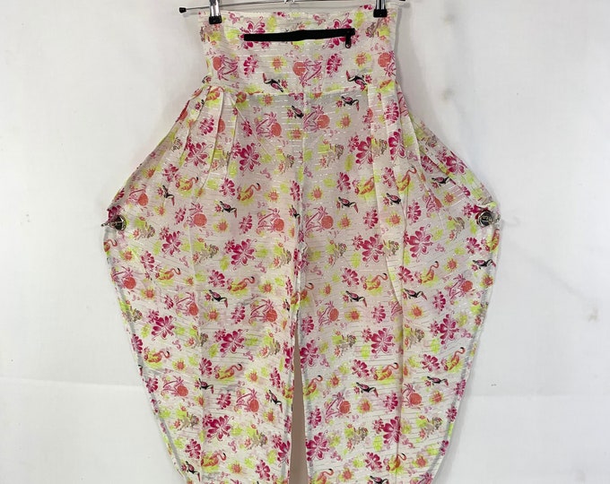 Cotton Festival Pants with Zip Pocket, Adult Palazzo Trousers, Gypsy Harem Pants, High Crotch,