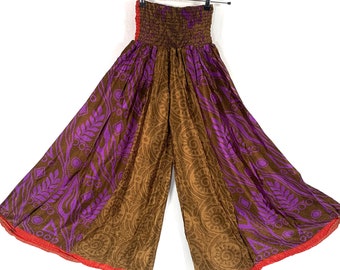 Eloise Culottes in Summer Silk, One size trousers with Elasticated Waist. (Wide Leg Palazzo Pants) SKU:830-6642