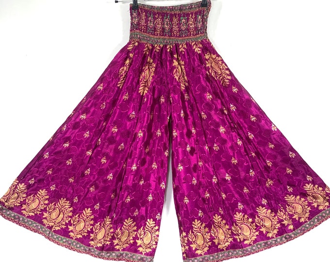 Eloise Culottes in Summer Silk, One size trousers with Elasticated Waist. (Wide Leg Palazzo Pants)  SKU:830-6636