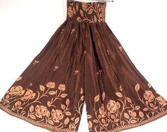 Eloise Culottes in Summer Silk, One size trousers with Elasticated Waist. (Wide Leg Palazzo Pants)  SKU:830-6639