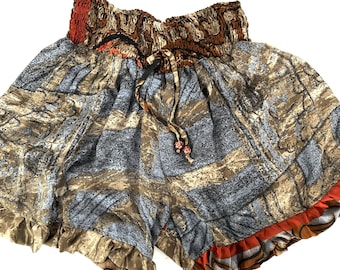 XL. Silk Venus Shorts, Hot Pants. Yoga, Dance, Mini, Rave, Boho, Soft, Up-cycled Silky, Sexy Shorts.