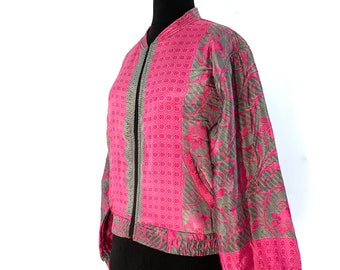Jude Silk Bomber Jacket with a light fleece cosy lining. One size.  Disco, Dance, Rave, Bike, Pub, Club, Park, Walk,
