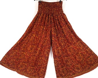 Eloise Culottes in Summer Silk, One size trousers with Elasticated Waist. (Wide Leg Palazzo Pants) SKU:830-6643