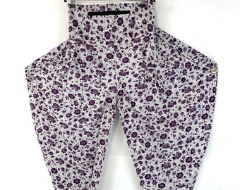 Cotton Festival Pants with Zip Pocket, Adult Palazzo Trousers, Gypsy Harem Pants, High Crotch,