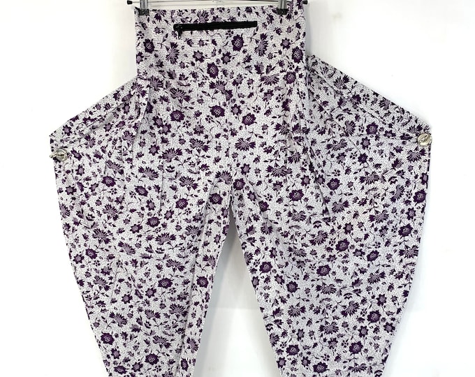 Cotton Festival Pants with Zip Pocket, Adult Palazzo Trousers, Gypsy Harem Pants, High Crotch,