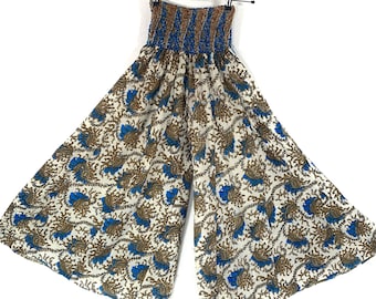Eloise Culottes in Summer Silk, One size trousers, Elasticated Waist Palazzo Pants (SKU:830-6638)