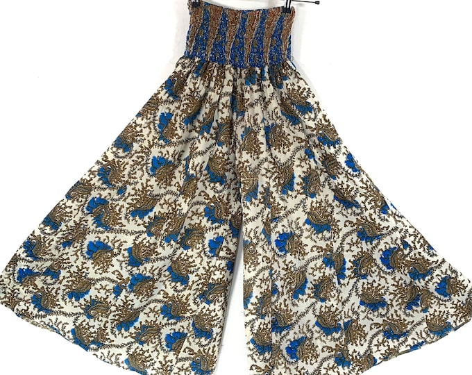 Eloise Culottes in Summer Silk, One size trousers with Elasticated Waist. (Wide Leg Palazzo Pants)  SKU:830-6638