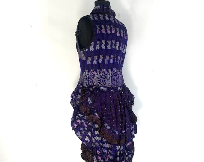 2XL. Bustier Elisa Underbust Long Body Corset Dress in Silk Brocade. SKU:2004-4362