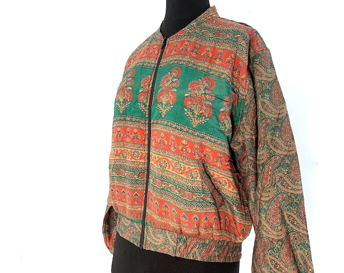 Jude Silk Bomber Jacket with a light fleece cosy lining. One size.  Disco, Dance, Rave, Bike, Pub, Club, Park, Walk,