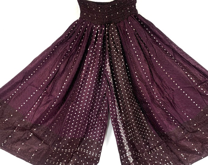 2XL. Amy Culottes in Silk brocade Plus Plus Size trousers Elasticated Waist, great for fuller figure. (Wide Leg Palazzo Pants) SKU:
