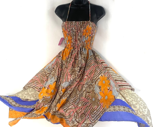 Long Summer Boho Dress. Adeline Silk Fairy. Length 40" in One Size. (The Perfect Tall Girl Summer Dress) SKU:902-4550