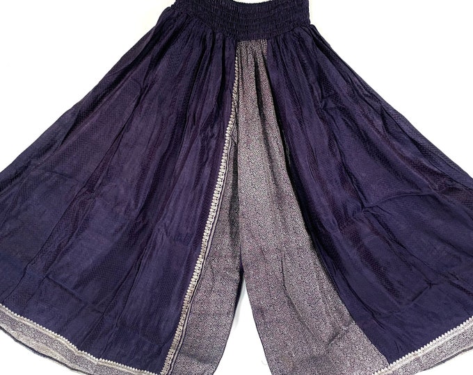 2XL. Amy Culottes in Silk brocade Plus Plus trousers Elasticated Waist, great for fuller figure. (Wide Leg Palazzo Pants) SKU:812-6676