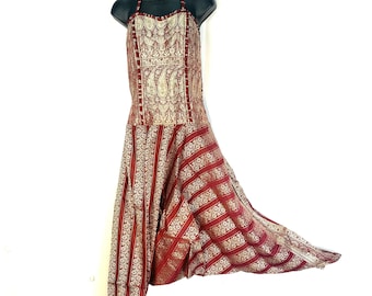 Vivienne Jumpsuit - Harem Style. In a heavier, quality Silk Brocade. Red and Gold One size.