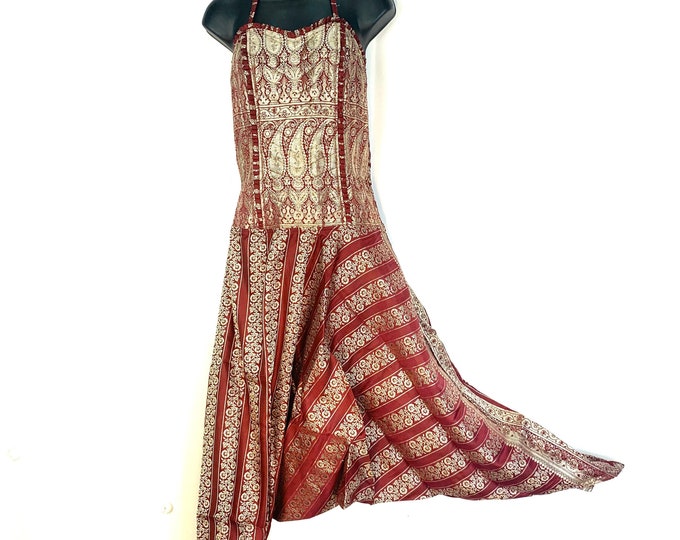 Vivienne Jumpsuit - Harem Style. In a heavier, quality Silk Brocade. Red and Gold One size.