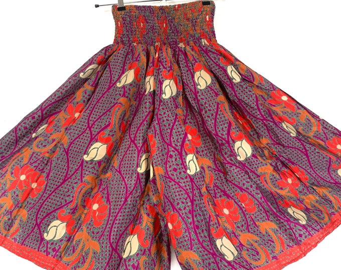 2XL. Emilie Short Leg Culottes in Summer Silk, One-Size Plus Plus with Elasticated Waist. (Wide Leg Palazzo Pants)  SKU:823-6186