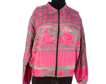 Jude Silk Bomber Jacket with a light fleece cosy lining. One size.  Disco, Dance, Rave, Bike, Pub, Club, Park, Walk,