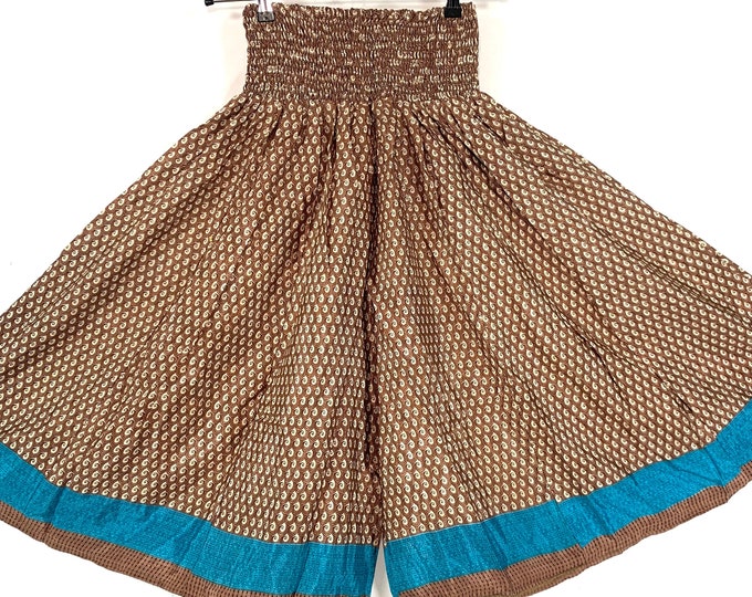 2XL. Emilie Short Leg Culottes in Summer Silk, One-Size Plus Plus with Elasticated Waist. (Wide Leg Palazzo Pants)  SKU:823-6181