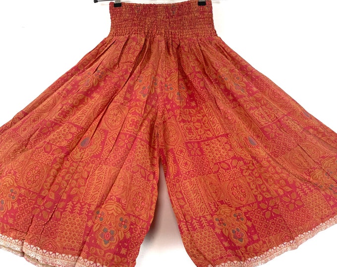XL. Esther Short Leg Culottes in Summer Silk, One-Size Plus with Elasticated Waist. (Wide Leg Palazzo Pants)  SKU:822-6164